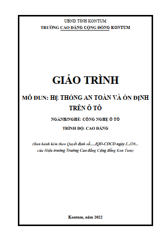 Giáo trình mô đun Hệ thống an toàn và ổn định trên ô tô (Cao đẳng)