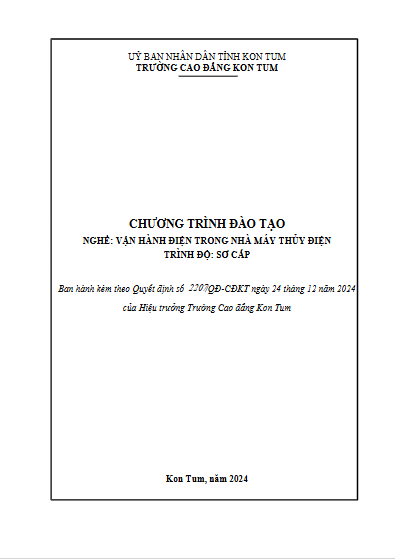 Chương trình đào tạo nghề Vận hành điện trong nhà máy thủy điện (trình độ sơ cấp)