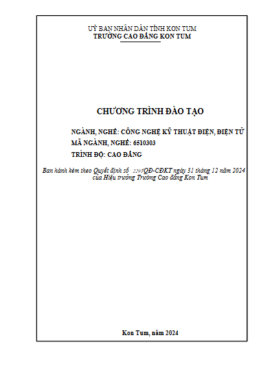 Chương trình đào tạo ngành, nghề Công nghệ kỹ thuật điện - điện tử