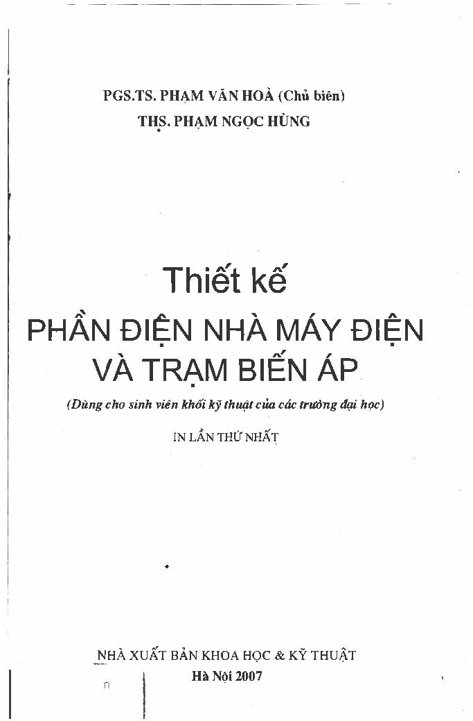 Thiết kế phần điện nhà máy điện và trạm biến áp