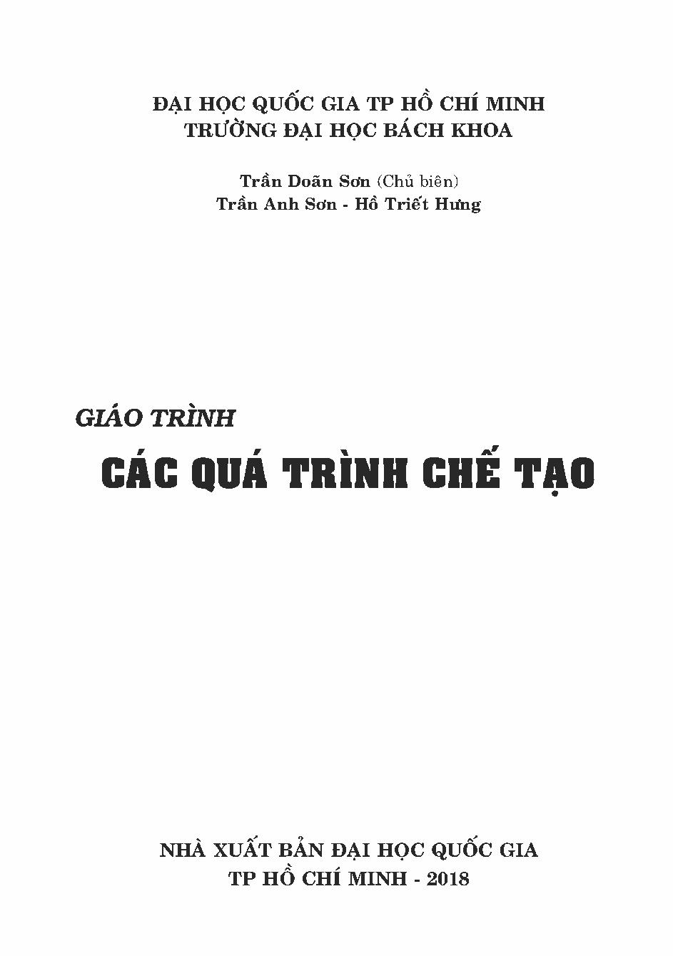 Giáo trình Các quá trình chế tạo