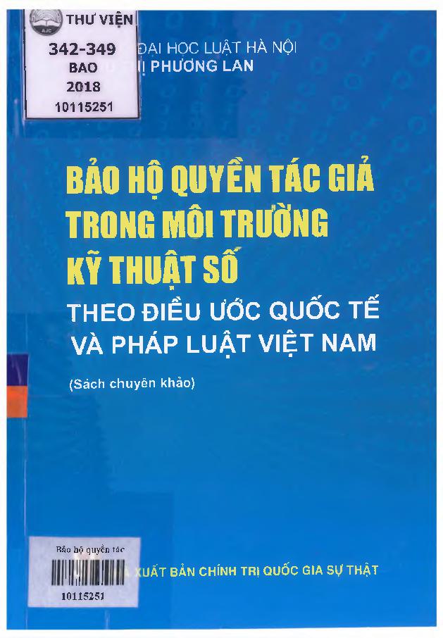 Bảo hộ quyền tác giả trong môi trường kỹ thuật số theo điều ước quốc tế và pháp luật Việt Nam