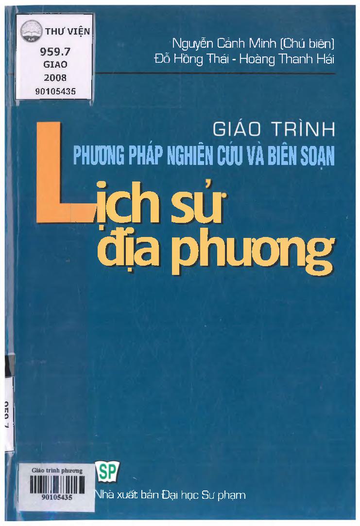 Giáo trình phương pháp nghiên cứu và biên soạn lịch sử địa phương