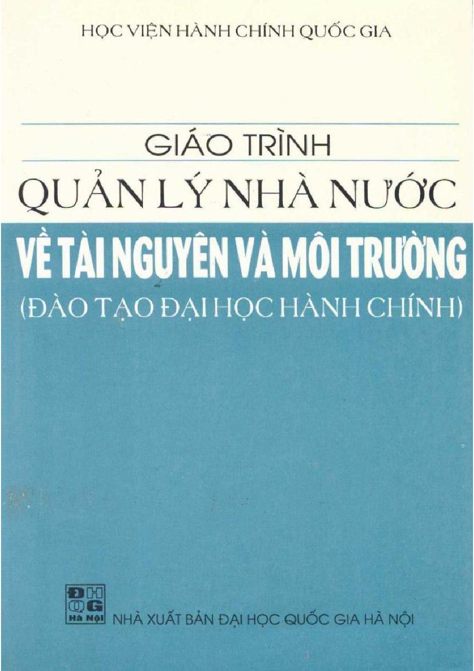 Giáo trình Quản lý nhà nước về tài nguyên và môi trường